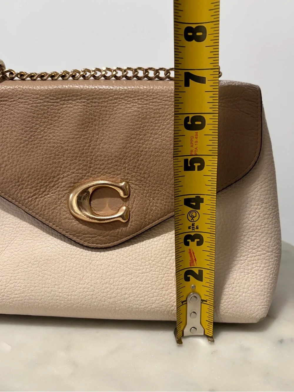COACH TAMMIE Shoulder Bag C6786 Chain Crossbody Pebble Leather Handbag Purse